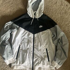 Nike Black and Gray Windbreaker Jacket with Hood